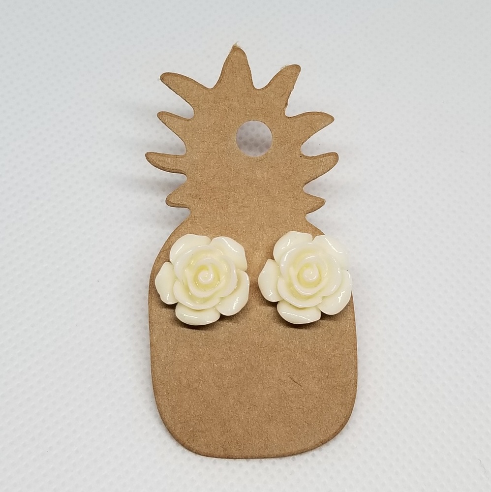 Cabochon Rose Post Earrings